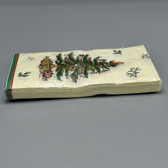 Vtg Sealed New 16 ct Spode Christmas Tree 3 ply Paper Guest Dinner Napkins NOS - Picture 10 of 10